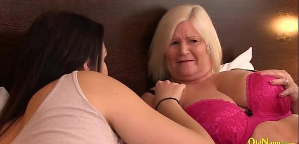  OldNannY Busty Blonde Mature Lacey with Lesbian